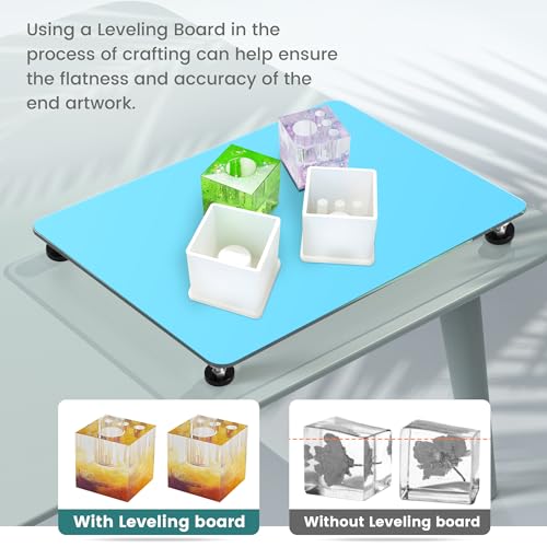 Image of Nelyrho 16''x 12'' Glass Resin Leveling Table for Epoxy Resin, with Silicone Mat, Epoxy accessories