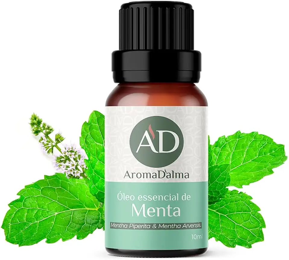Óleo Essencial De Menta 100% Puro - 10ml - Ideal Para Difusor, Aromaterapia e Cuidados Com o Corpo I Aroma Mentolado e Refrescante I Aroma D'alma