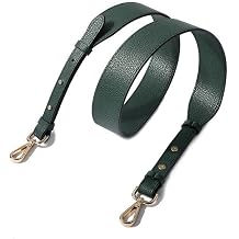 Universal Cowhide Leather Wide Purse Strap Pebbled Grain Adjustable Bag Strap for Shoulder/Crossbody General Strap Replacement for Handbag/Tote/Clutch Blackish Green-Gun