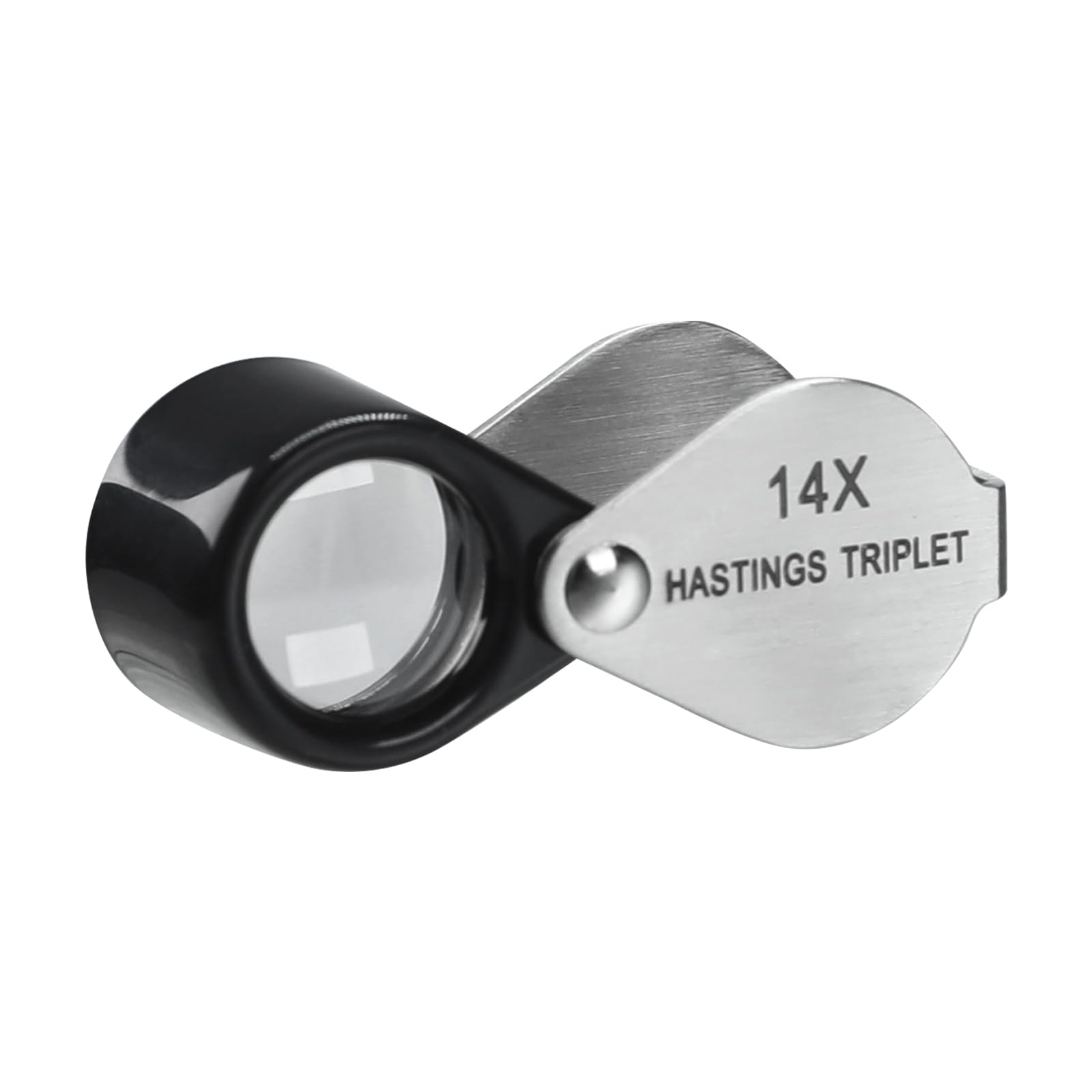 14x Magnification Jewelers Loupe Mini Hastings Triplet Magnifying Lens Optical Glass Stainless Steel Body Foldaway Pocket Magnifier for Stamp