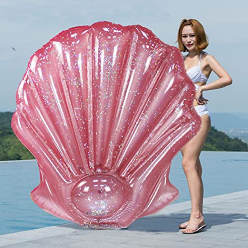 Vatocu Pink Sea Shell Pool Mattress Sequins Swimming Pool Float Inflatable Seashell Float Seashell Pool Beach Toys Summer Fun Inflatable Seashell Float For Adults (Pink Scallop) #TOP5