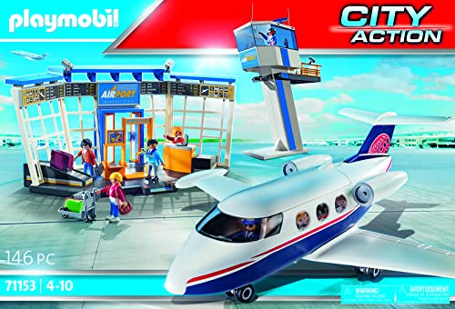 PLAYMOBIL City Action 71153 Flughafen mit Flugzeug und Tower, Mit 2 in 1 Wendekarton, Spielzeug für Kinder ab 4 Jahren – Ansicht 2