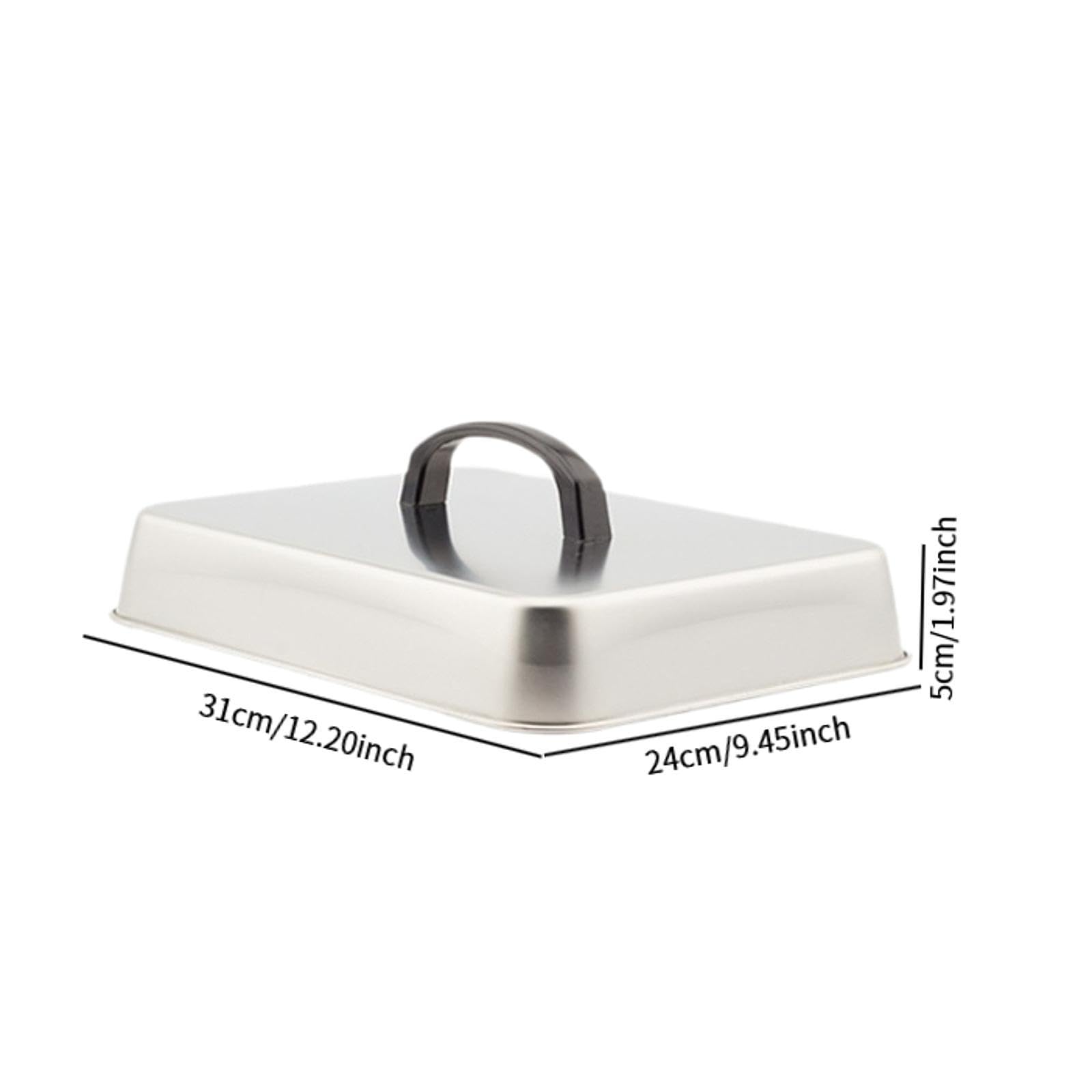 rockible Coperchio per Fusione di Formaggio, Coperchio per Hamburger, Coperchio per Griglia Rettangolare, Coperchio per Griglia Universale in Acciaio Inox per, 31x24x5cm