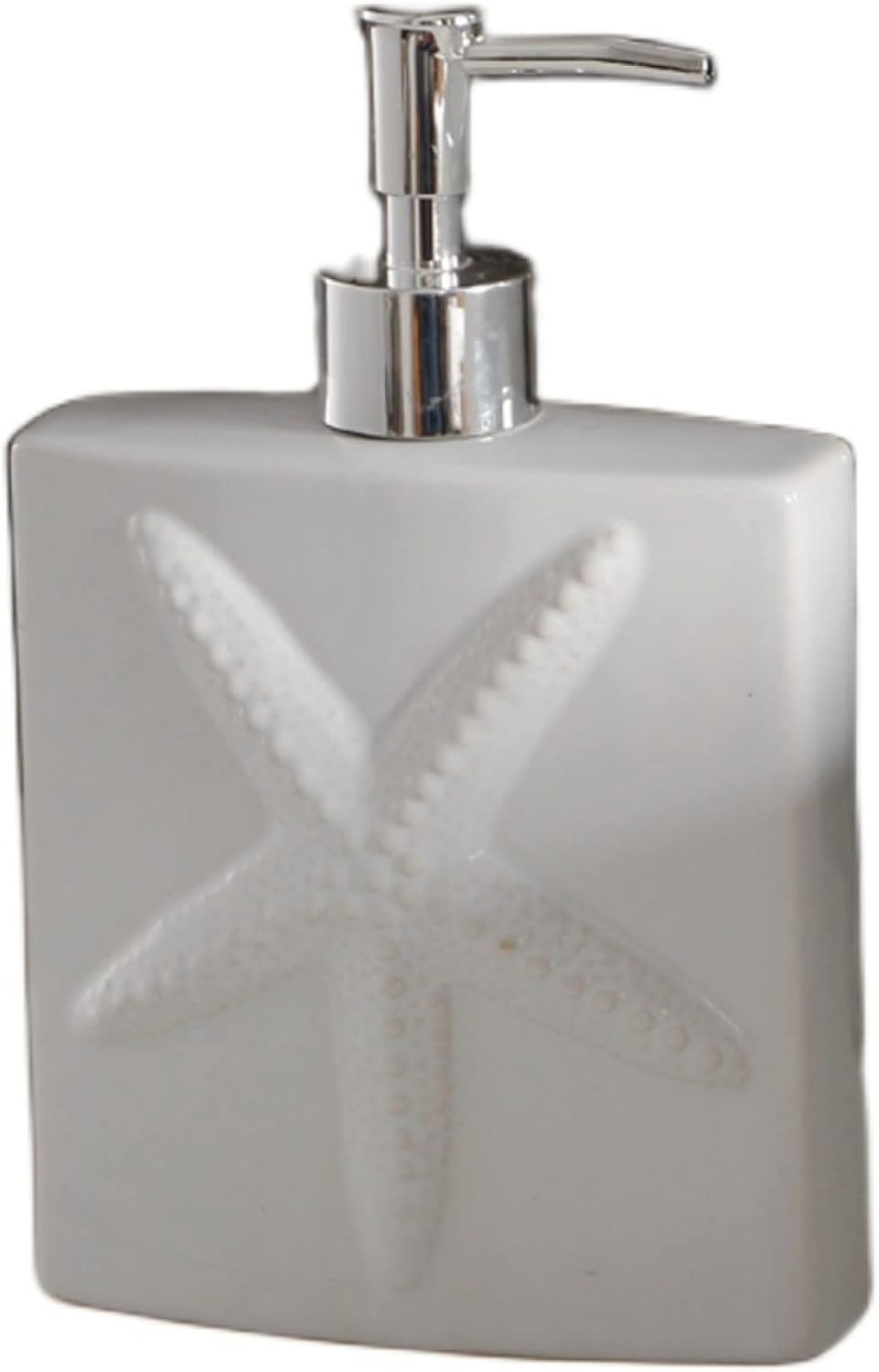 Ceramic Soap Dispenser with Pump for Bathroom Kitchen - 500Ml White Starfish Pattern Liquid Lotion Bottle, Shampoo Wristband Hand Dispenser Bathroom Accessories,As Shown,500Ml