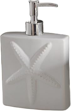 Ceramic Soap Dispenser with Pump for Bathroom Kitchen - 500Ml White Starfish Pattern Liquid Lotion Bottle, Shampoo Wristband Hand Dispenser Bathroom Accessories,As Shown,500Ml