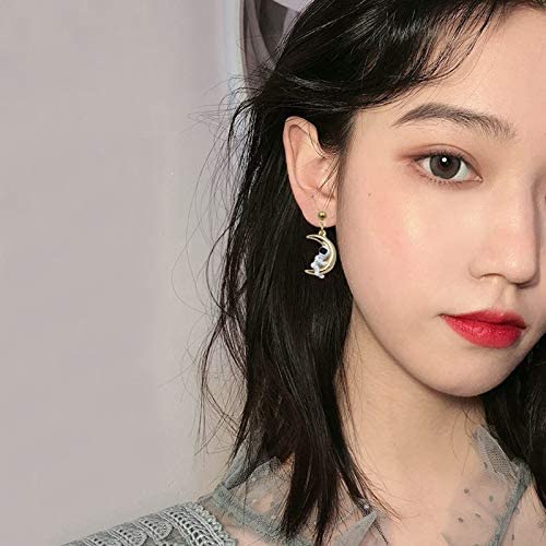 Colorful Bling Star Moon Asymmetrical Stud Earrings Astronaut Spaceman Stud Earrings Jewelry For Women Girls #TOP7