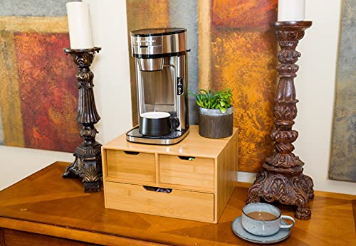 Bamboo Land Extra Large Bamboo K Cup Holder For Counter, 2-Tier K-Cup Organizer, Bamboo Teabag Organizer, Nespresso Capsules Storage Drawer, K Cup Storage Drawer Holder Drawers Tea Bag Holder #TOP6