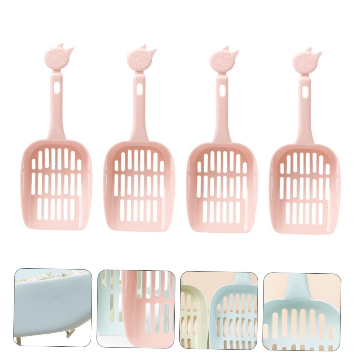 ibasenice 4pcs Cat Litter Shovel Pet Scooper Jumbo Feline Poop Sifting Functional Clumping Cats Cat Sand Shovel Cat Litter Scoop Pp Resin
