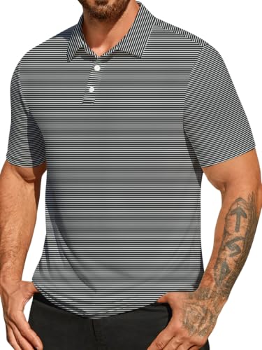 Hardaddy Men's Stripe Short Sleeve Polo Shirt (3 Colors)