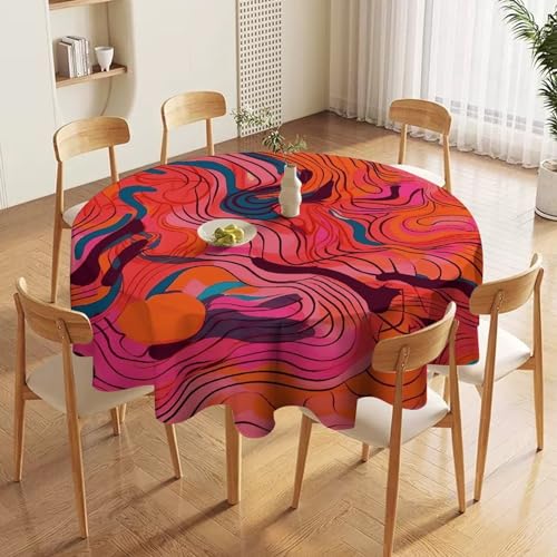 Nappe de table ronde imperméable 178cm graffiti pêche pour salle à manger - 4
