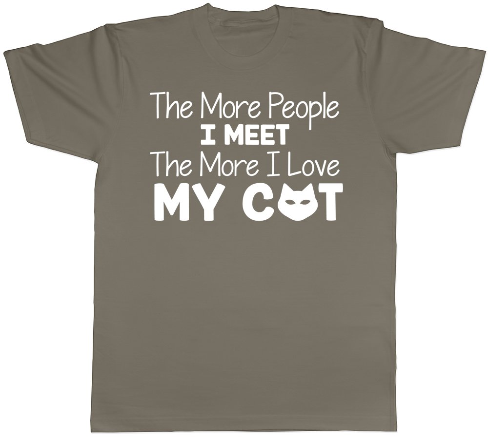 Shopagift Men's Grey The More People I Meet The More I Love My Cat Short Sleeve T-Shirt