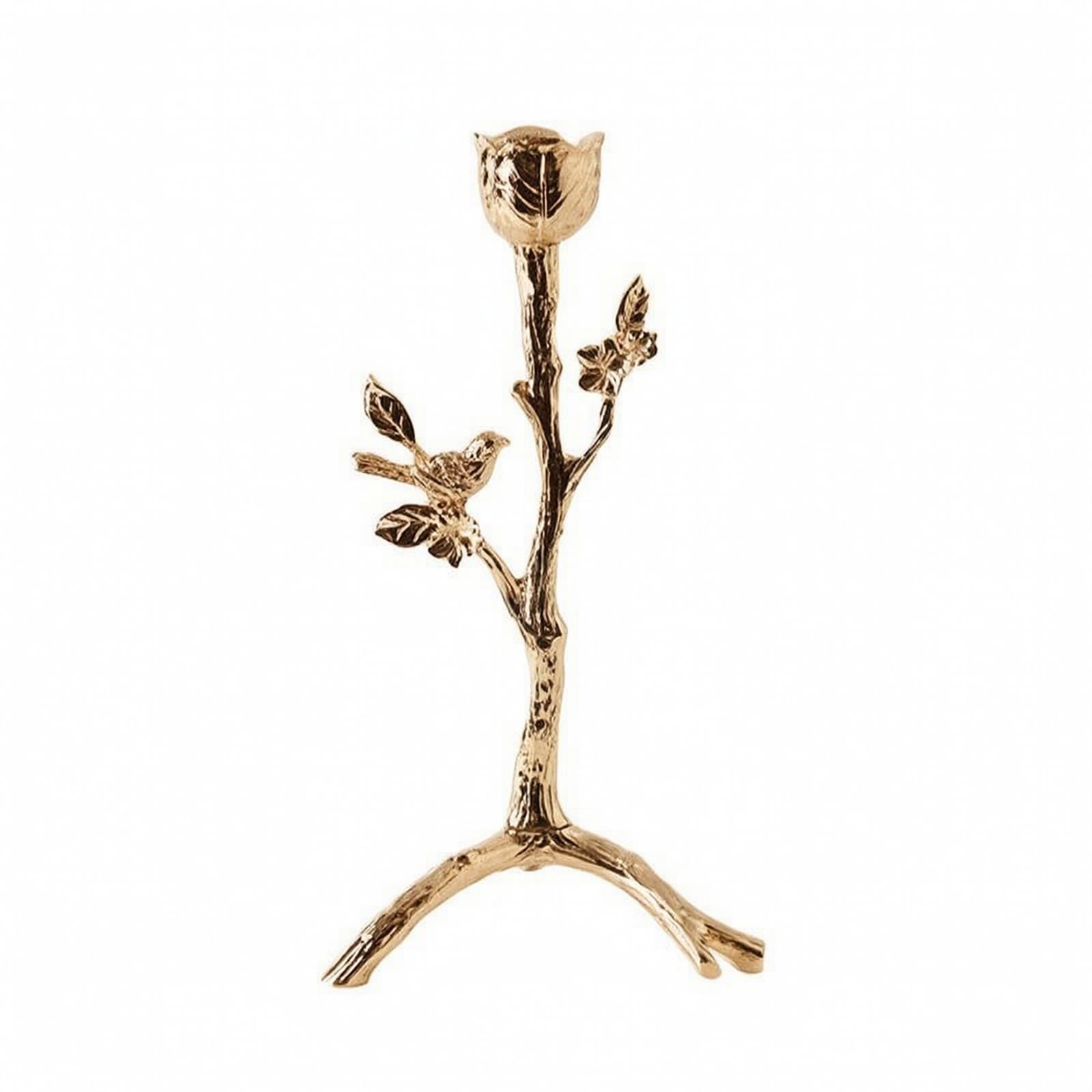 Astförmig Zinklegierung-Kerzenständer | naturinspiriert, Kerzenständer mit Astmotiv, zierlich, Kerzenbecher, für Kamingesims, Abendessen, Hellgold, 11.5x9x21cm