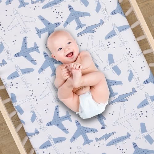Image of Bedtime Originals Little Aviator 3-Piece Airplane Nursery Baby Crib Bedding Set, Blue