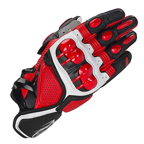 Hb1 Leather Motorcycle Gloves Men Racing Motocross Riding Gloves Durable, Soft And Flexible, Comfortable And Breathable Touch Screen Finger Design,Blue,Xl(Palm10Cm) #TOP1