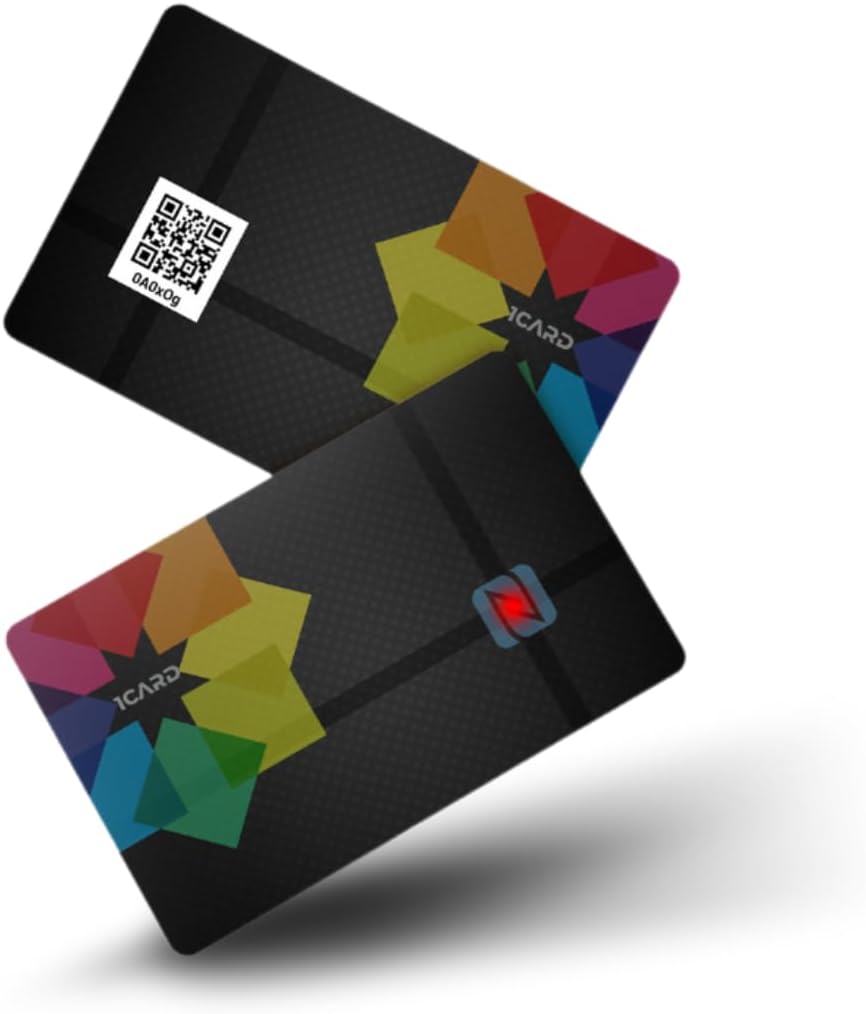 1Card® Glow - Smart NFC & QR Enabled Digital Business Card Digital Visiting Card - Just Tap to Share Contact - Smart Networking Card with Advanced NFC Technology (Red LED)