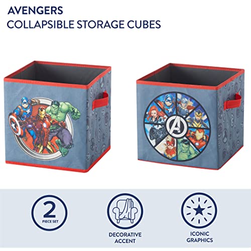 Image of Marvel Avengers Collapsible Storage Cubes,Set of 2, 10 inchx10 inch, Grey, Spacious Organizer Bins for Kids' Room, Closet, or Playroom