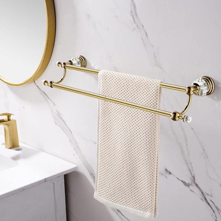 Miniatura 3 de WINCASE Toallero de cristal doble, barra de toalla dorada ajustable de 18 a 30 pulgadas, toallero para baño montado en la pared