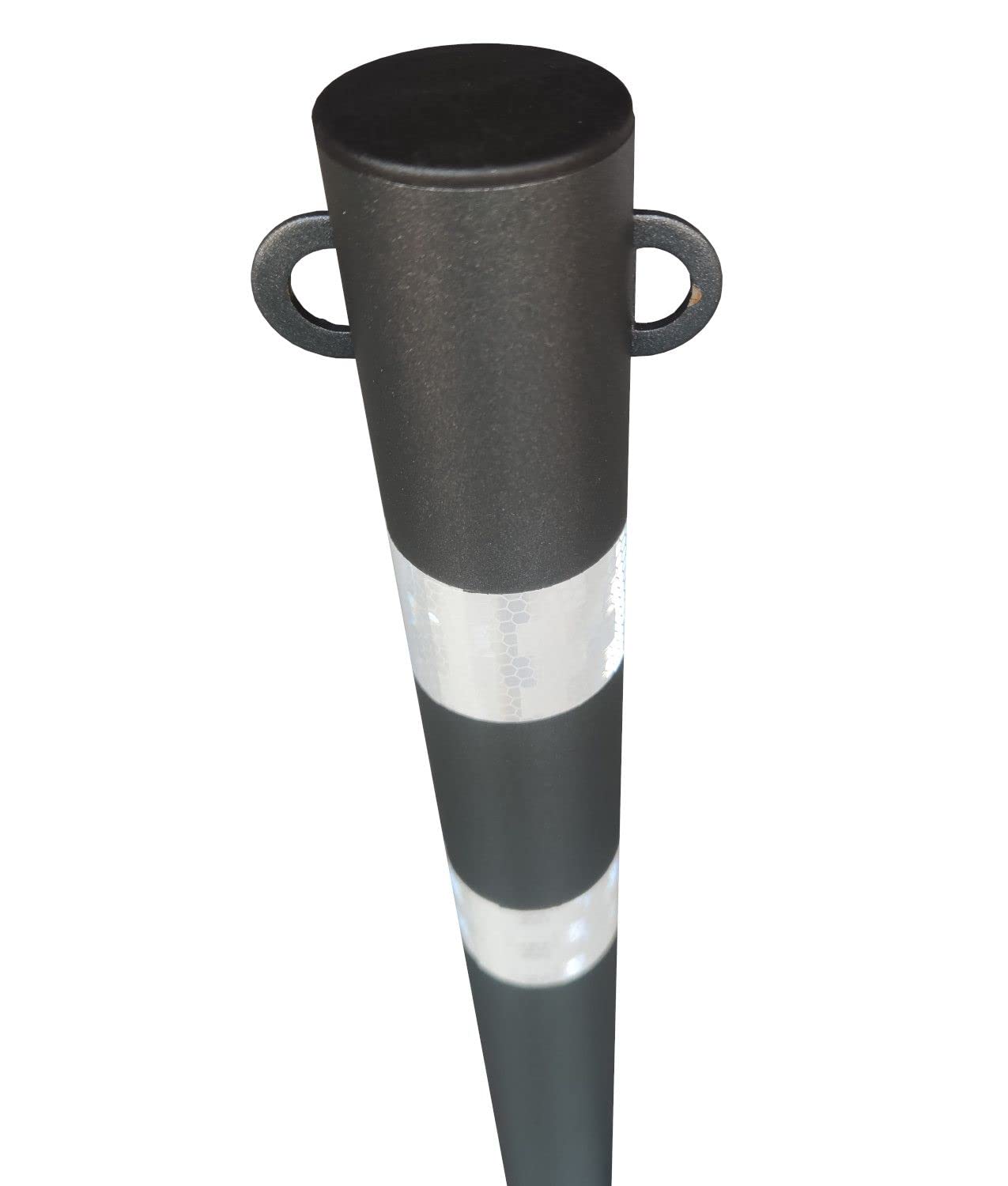 Paletto parapedonale antracite Safemax in ferro. Altezza cm 100 diametro mm. 60 - occhielli per catena - bande rifrangenti
