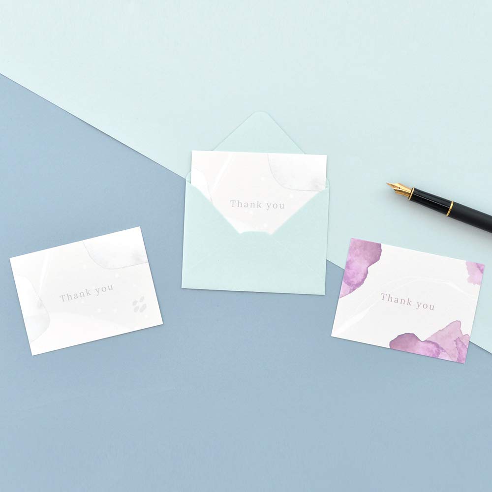 Monolike Message Thank You - Tarjetas de felicitación (40 unidades, 20 unidades), diseño de acuarela