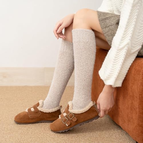 Image of SISOSOCK 5 Pairs Fuzzy Soft Cozy Comfortable Socks for Women, Casual Sleep Comfy Socks, Perfect Warm Winter Gifts for Women