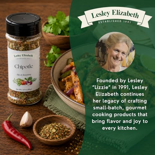 Image of Lesley Elizabeth Chipotle Dip & Seasoning - Smoky Chipotle Spice Blend for Dips, Chicken, Beef & Veggies | Gourmet All-Purpose Grill & Cooking Seasoning