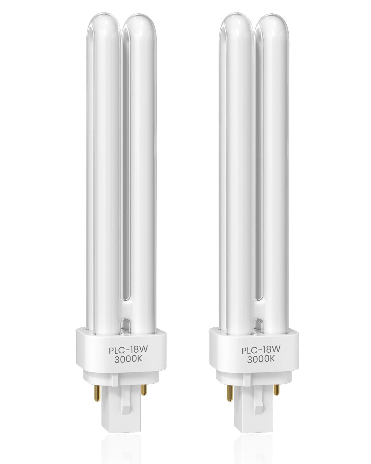 Bonlux G24D-2 18W 2 Pin Light Bulbs, Compact Fluorescent Lamp 2U PLC 830 Energy Saving Bulbs, 3000K Warm White 2 Pin Bathroom Light Bulbs, Non-Dimmable for Kitchen, Bedroom, Corridor, 2 Pack