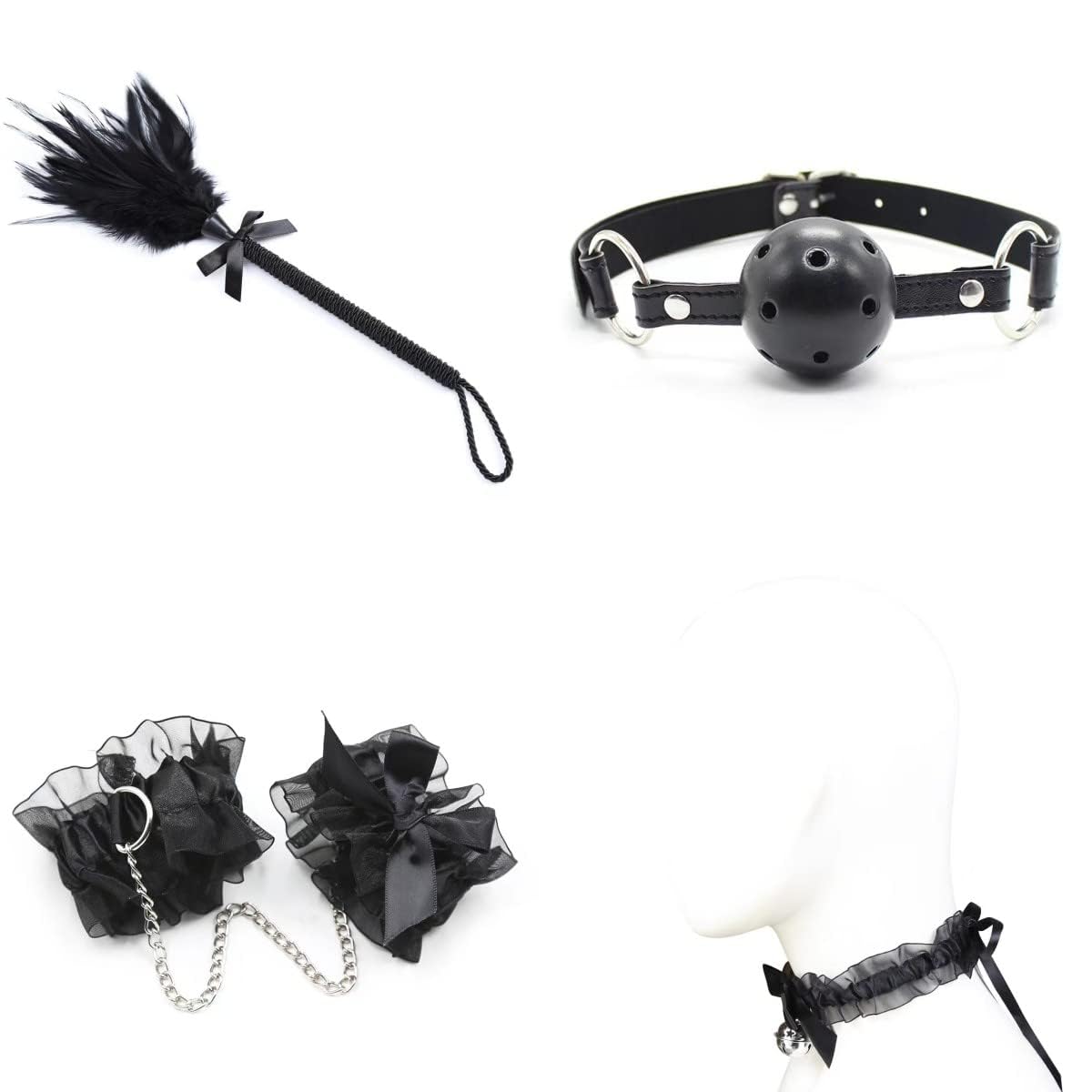 LEQC BDSM Restraints Sex Toys 27pc Bondage Restraints Set Fetish Bed Restraints Kits for Beginners,Gang Ball Play, Vibrators Massagers, Bondage kit for Couples Sex: 18 Pcs