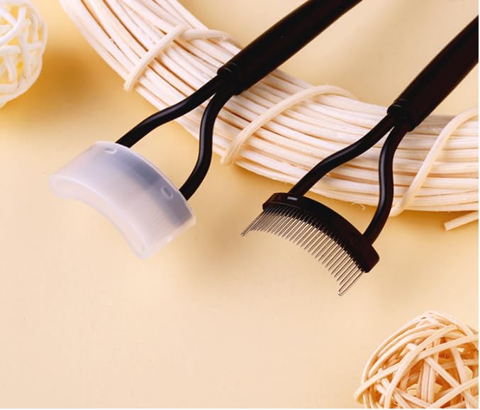 Eyelash Comb Eyelash Separator Mascara Applicator Eyelash Definer With Comb Cover Arc Designed Cosmetic Brushes Tool (Black）