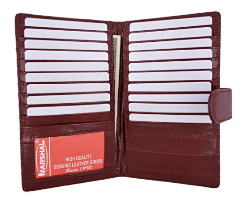 Marshal New Eel Skin Leather Credit Card Holder Wallet 19 Card Slots & 1 ID Window With Snap2