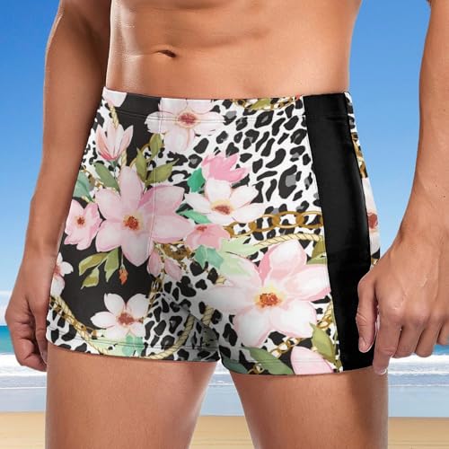 Boxer de bain léopard fleurs homme confortable qui sèche vite