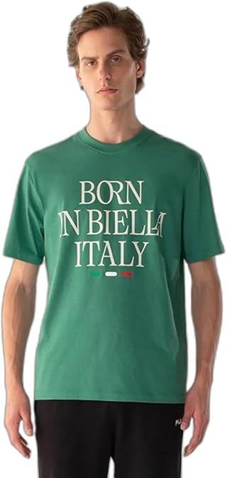Camiseta Masculina Fila Comfort Born In Biella Letter, Verde Médio, P