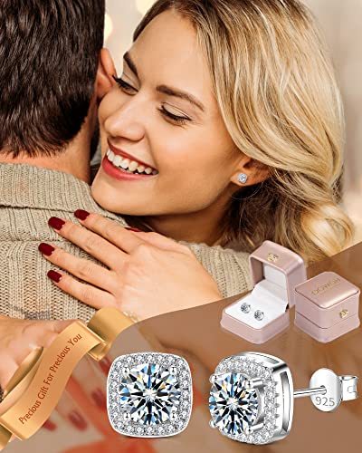 Howoo Moissanite Earrings For Women Diamond Earring 925 Sterling Silver Studs White Gold Plated Df Color 2Ct Jewelry Christmas Gift For Lady Wife Mother Girlfriend #TOP4