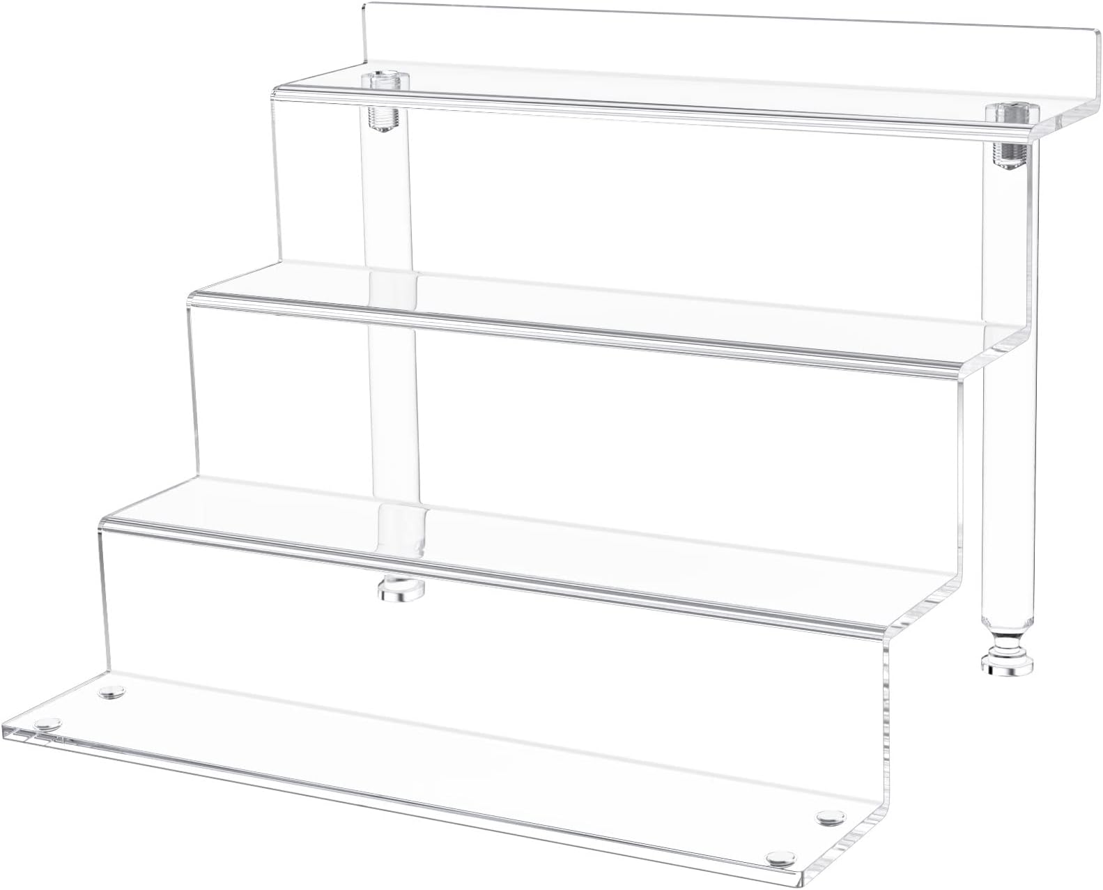 NIUBEE Acrylic Riser Display Shelf, Clear Display Stand for Amiibo Funko POP Figures,4 Tier Cupcakes Stand Perfume Organizer and Storage (Large)