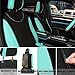 BBTO 43 Pcs Bling Car Accessories Set for Women Front Seats and Rear Bench Polyester Car Seat Protectors Wheel Cover Seat Floor Mats Full Crystal Automotive Interior Decor(Mint Green)