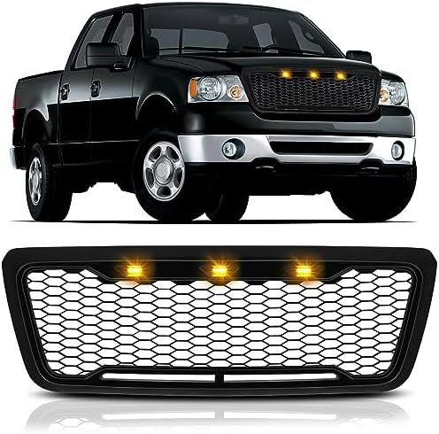 Raptor Style Mesh Grille For 2004-2008 Ford F150 – Matte Black W/ LED Lights