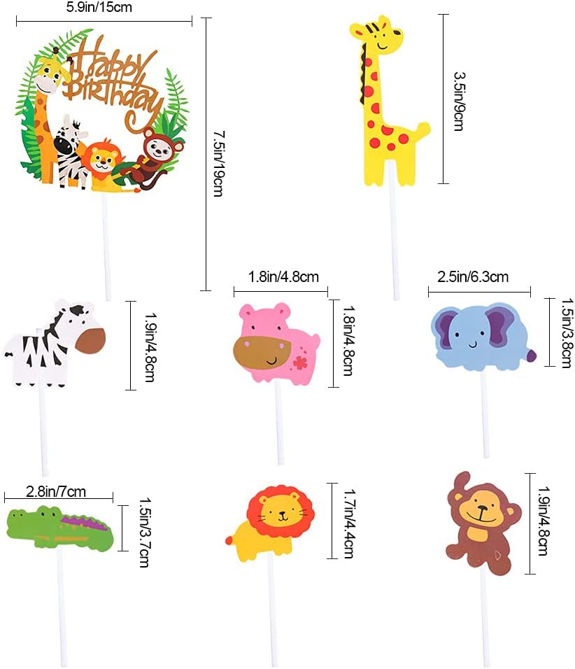 8Pcs Animal Cupcake Toppers Zoo Cake Toppers Jungle Theme Cake