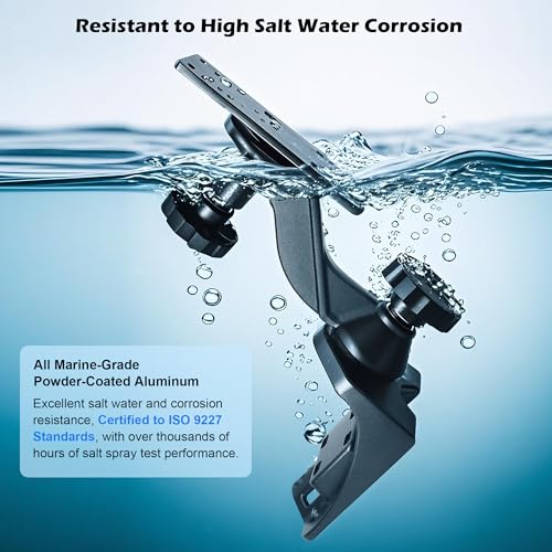 Image of Aluminium Fish Finder /Chartplotter Mount, 360 Swivel Adjustable Marine Electronic Mount with Clamp Base, Holds 5 inch to 12 inch Screens, Compatible with Garmin, Lowrance and More Depth Finder