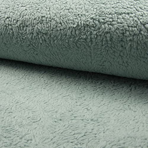 Cotton Teddy Sherpa Fleece Fabric Material - Mint, 1Mtr 150cmx100cm