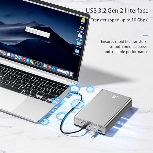 Image of GX100 16TB USB 3.2 (10Gbps) External Hard Drive with USB Hub for Windows or MacOS Desktop PC /Laptop - 2 Year Warranty