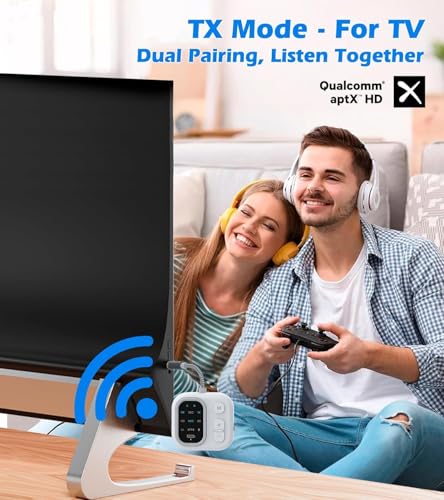 Image of Tobo Airplane Bluetooth Adapter for 2 Headphones, Bluetooth Transmitter Receiver with AptX Low Latency Dual Link, 3.5mm AUX Wireless Audio Adapter for TV, Car, Home Stereo, Gym TD-1484WA (JS5)