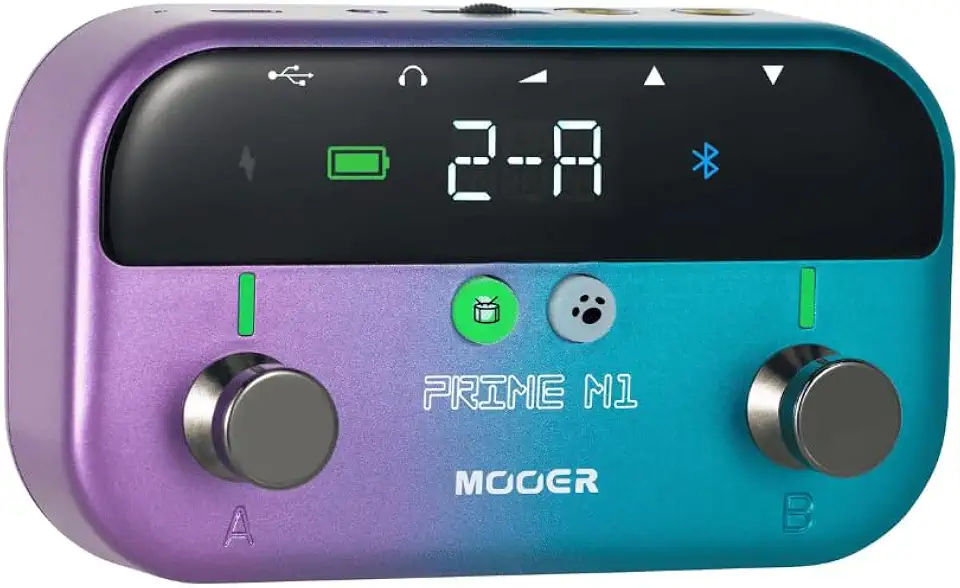 Mooer Pedaleira Multiefeitos Prime M1 | para Guitarra e Baixo, 149 Efeitos, 20 Simulações de Amplificador, Bluetooth, Interface de Áudio, USB-C, Bateria Recarregável, Looper