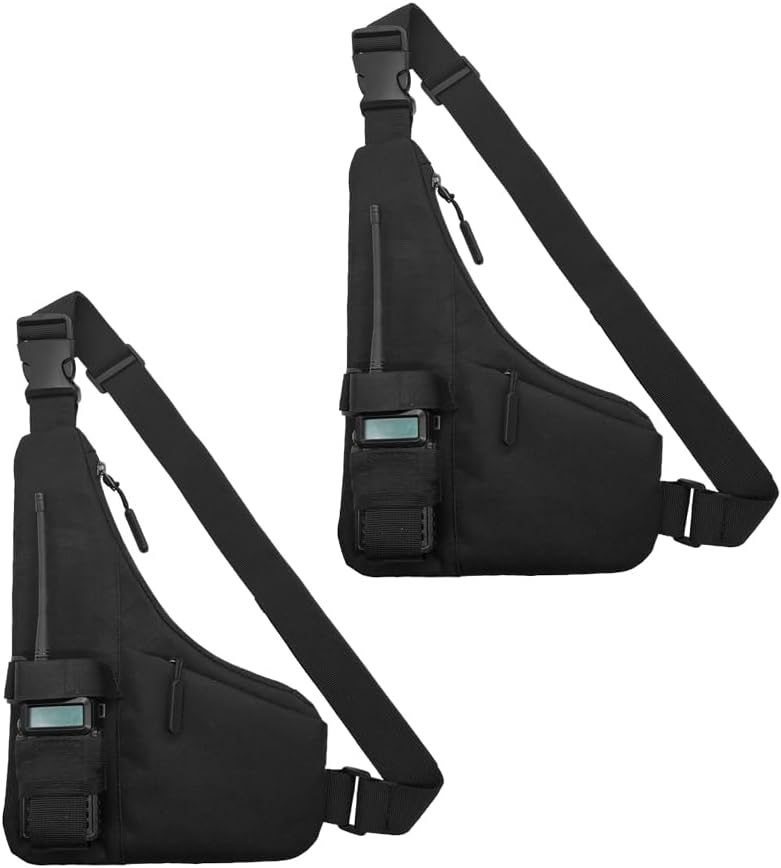 L-Type Radio Chest Harness Shoulder Radio Holster Chest Pack Adjustable Single Radio Pouch Two-Way Radio Holster Suitable for Retevis Baofeng Motorola Walkie Talkie