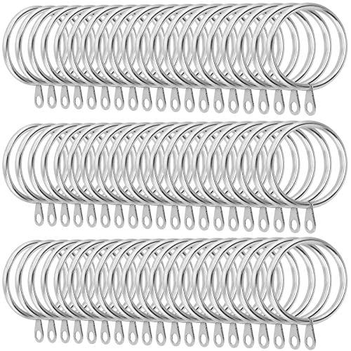 JOIKIT 100 Pack 38mm Silver Curtain Rings, Curtain Pole Rings, Metal Hanging Rings with Eyelets, for Curtains and Rods, Decorative Drapery