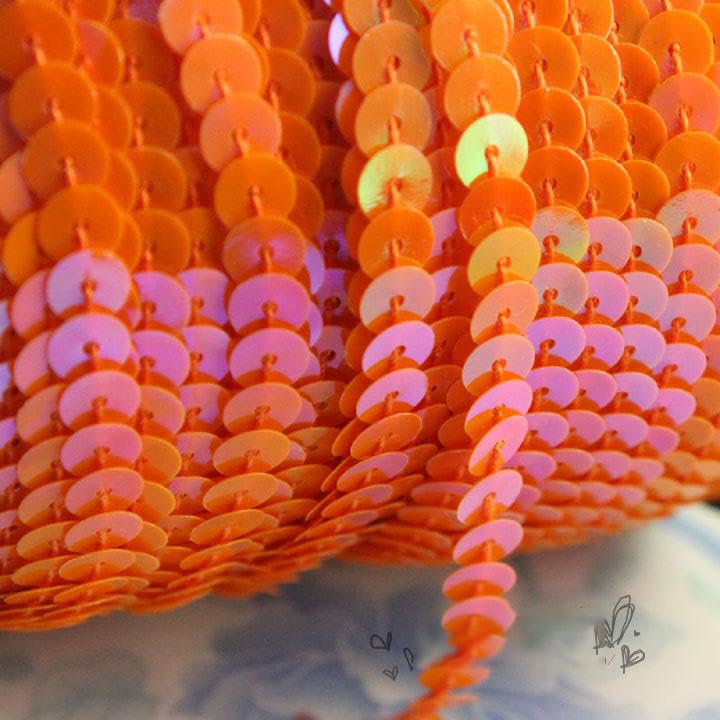 Lamówki cekinowe do szycia Cekinowa elastyczna wstążka z szerokim spanglem 2,95 cala(Orange,90M)