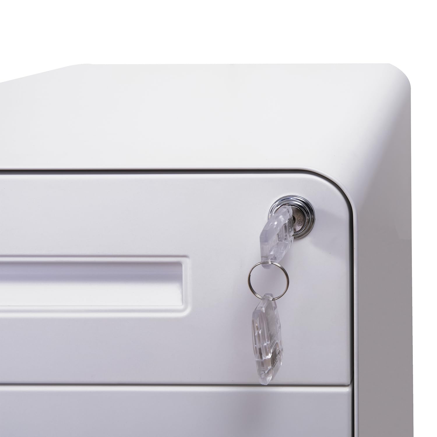HJH Office 743015 Piedistallo mobile COLOR PLUS I Acciaio Bianco Cassettiera con rotelle, cartella sospesa A4, chiusura a chiave