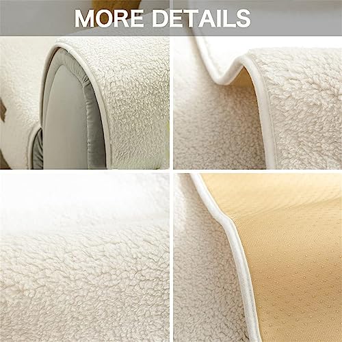 LINGKY Samt Sofabezug 1 2 3 4 Sitzer, L Form Sofaüberwurfe, Ecksofa Sofa überzug Pets Dog Couch überzug Anti-rutsch Sofaschutz, Ultra Weicher Sofaschoner (Beige,70x70cm/Quadrat)