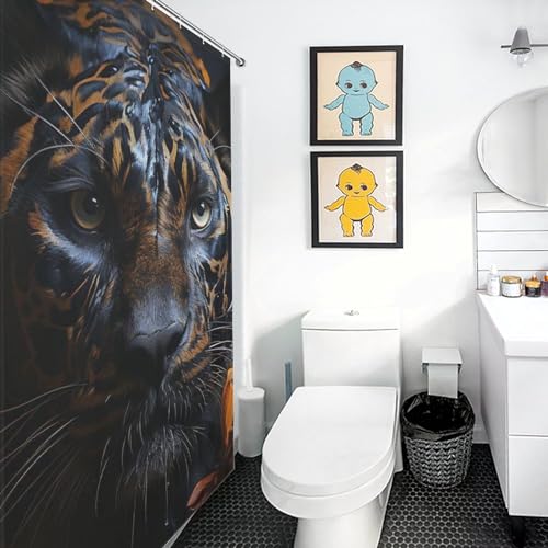 Rideau de douche léopard imperméable 152x183 cm en tissu polyester lavable - 3