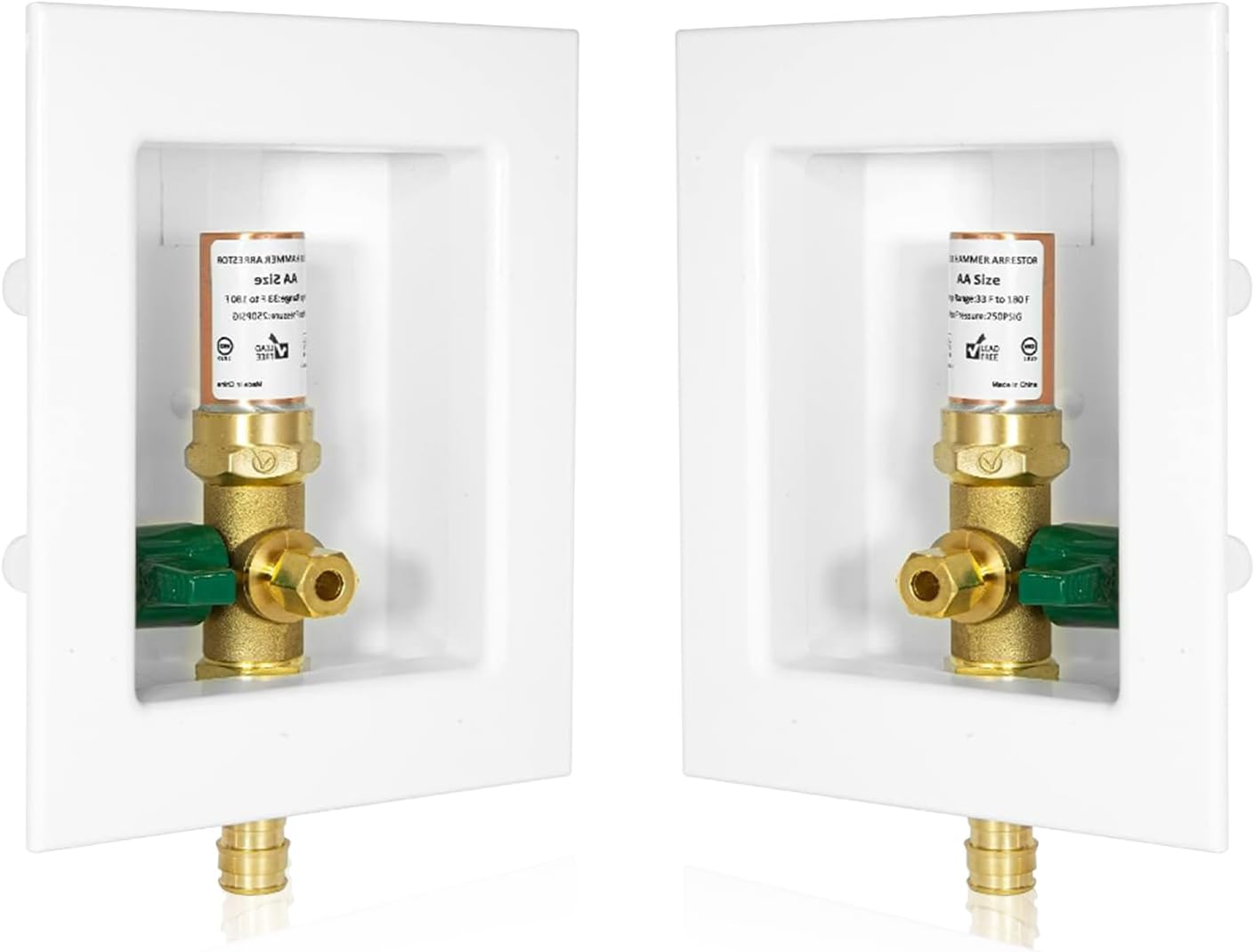 1-PACK GUOFIS Icemaker Outlet Box with 1/2" PEX-A Expamsion Inlet Connect, Ice Maker Box with Pre-installed 1/4-Turn Ball Valve(Copper Hammer Arrestor)(IM008)