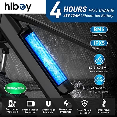 Hiboy Electric Bike for Adults, High-Performance Motor, Removable Battery, All-Terrain Electric Bicycle with Suspension Fork, 7 Speed Gearing, UL Certified - 2