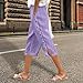 Aniywn Cute Shorts for Women Comfy Summer Fashion Knee Length Side Button Up Drawstring High Rise Pockets Loose Linen Short Light Purple